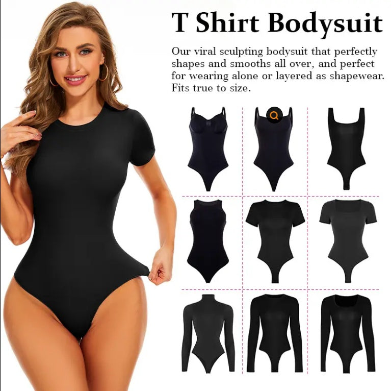 Shapewear Crew Neck Short Sleeve Bodysuit