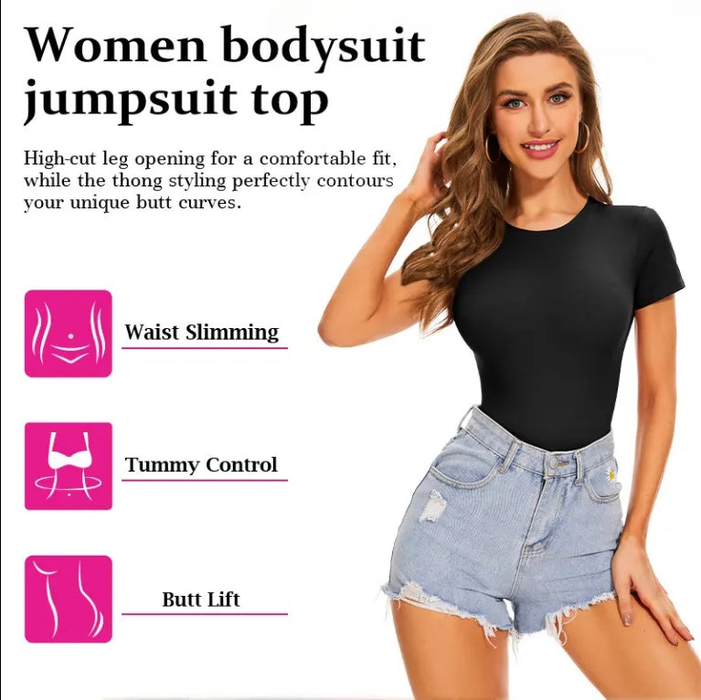 Shapewear Crew Neck Short Sleeve Bodysuit