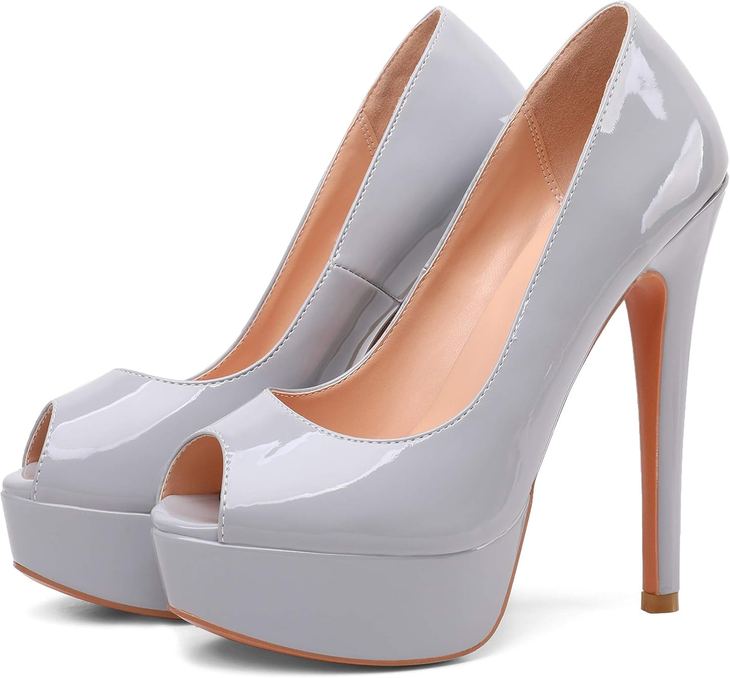 Danielle - Women'S Classy & Elegant Peep Toe Pumps with 6" Stiletto High Heels & 1.5" Platform. Handmade to Perfection.