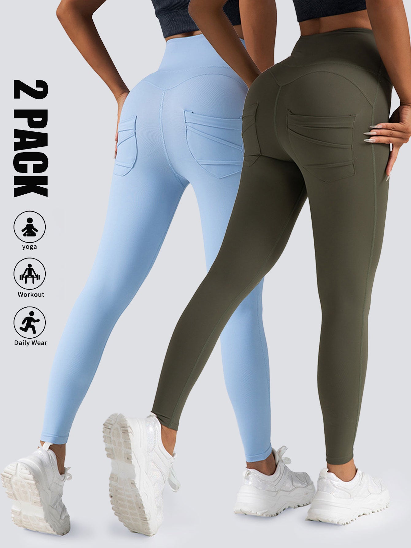 High Waist 2Pack Yoga Leggings With Pocket