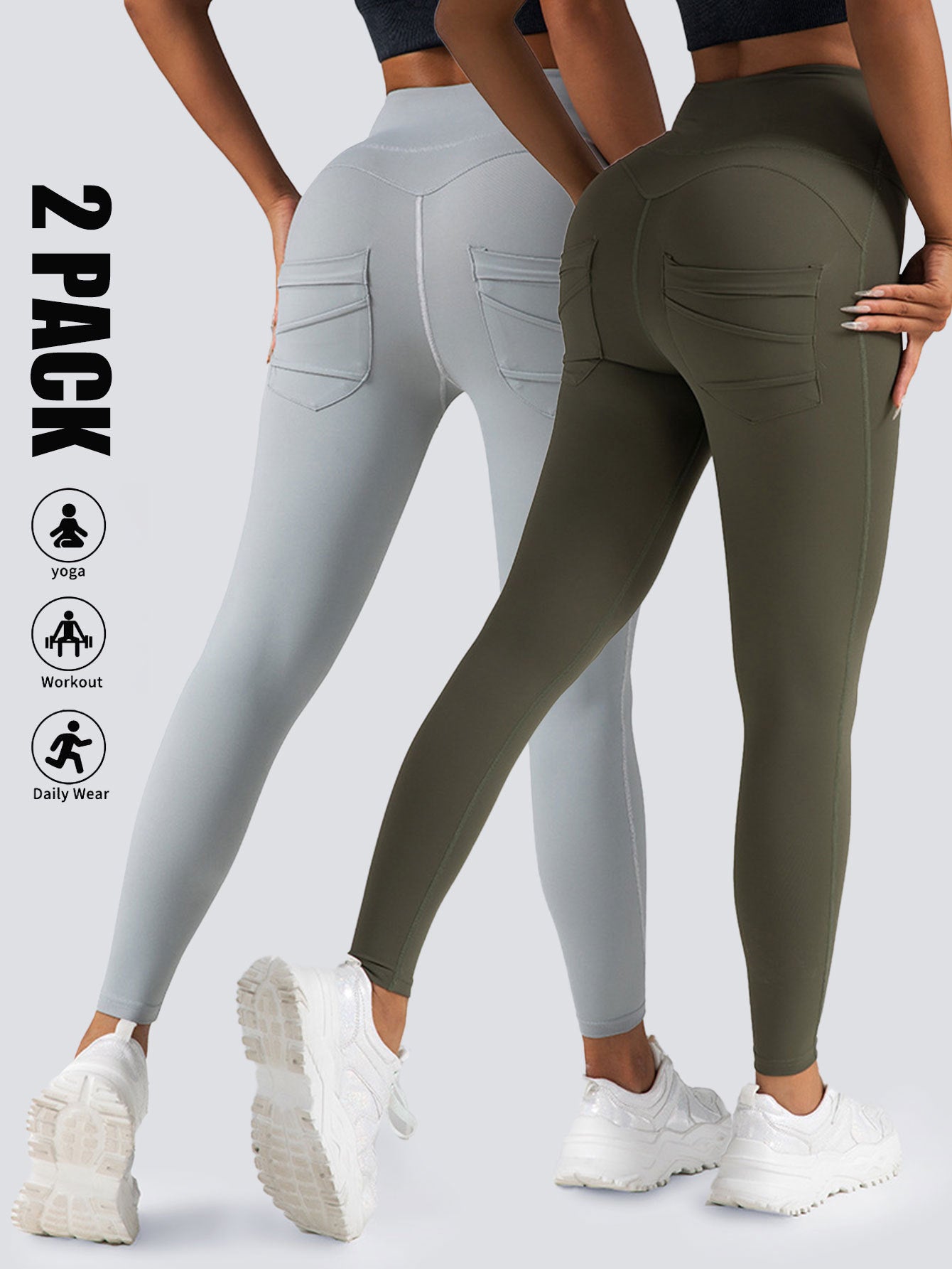 High Waist 2Pack Yoga Leggings With Pocket