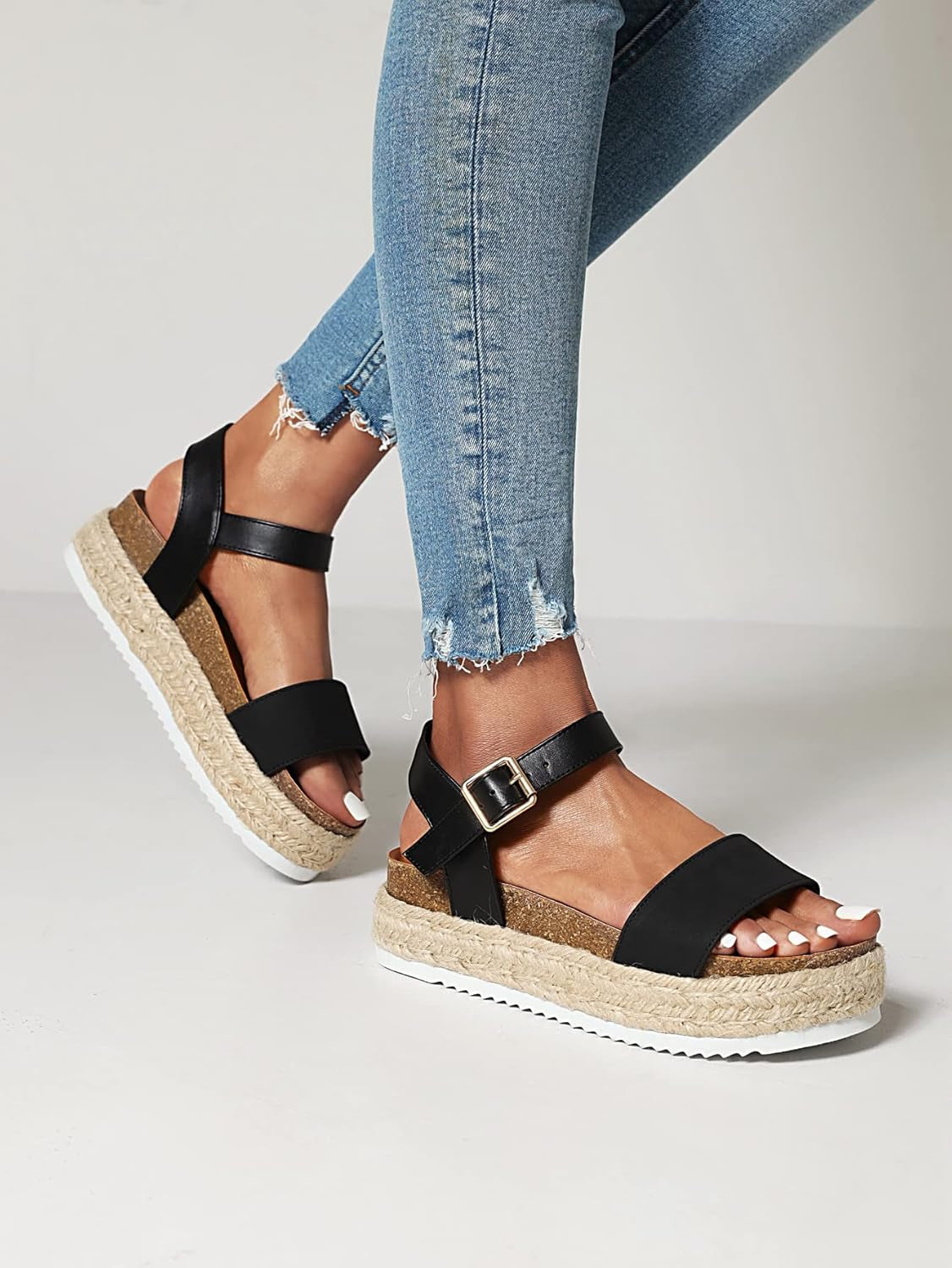 Womens Platform Sandals Strappy Wedge Sandals Comfortable Espadrilles Shoes
