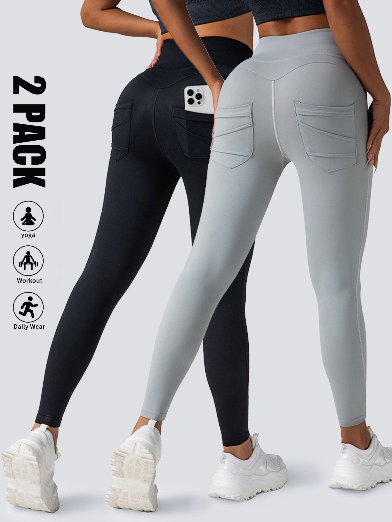 High Waist 2Pack Yoga Leggings With Pocket