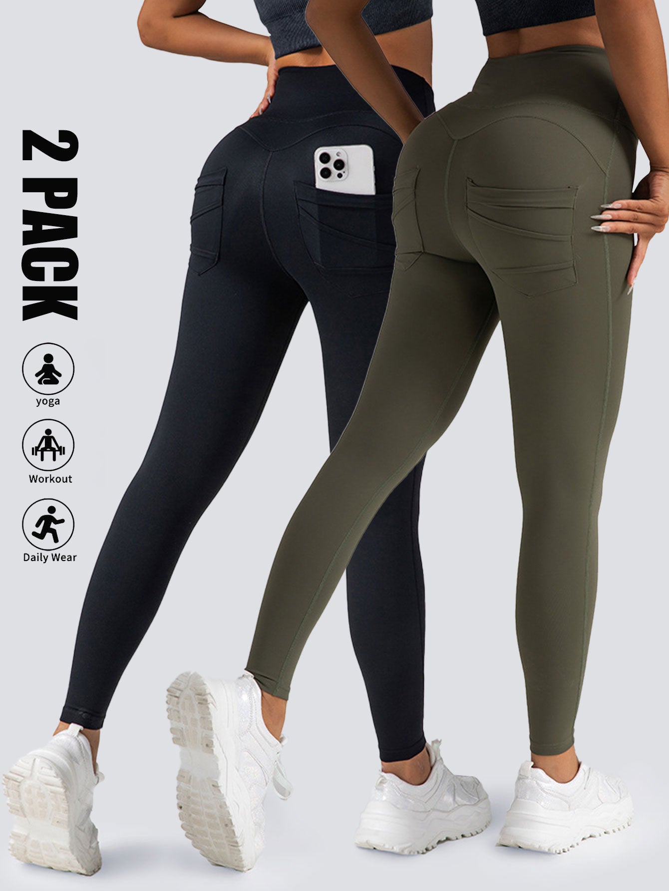 High Waist 2Pack Yoga Leggings With Pocket