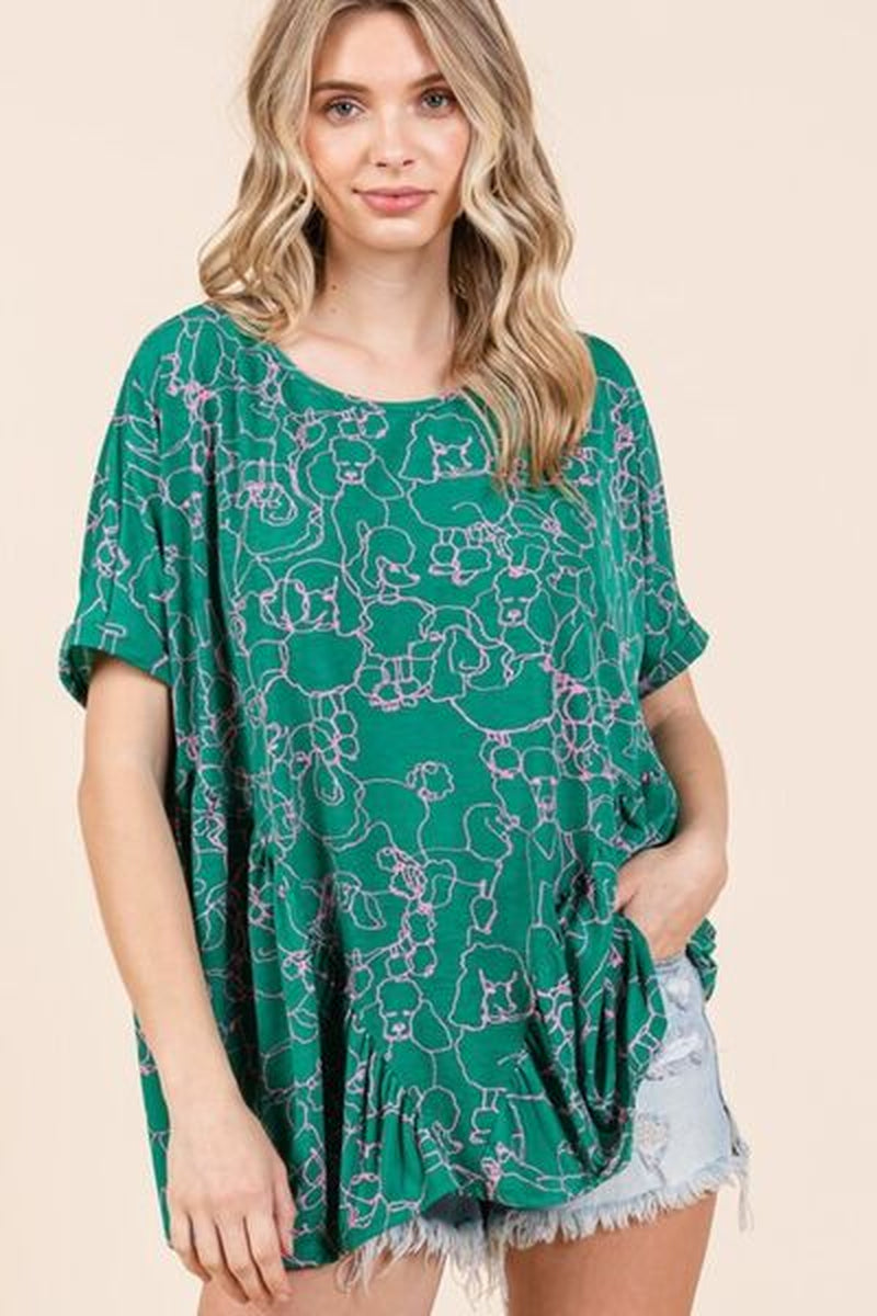 Mittoshop Abstract Print round Neck Short Sleeve Top