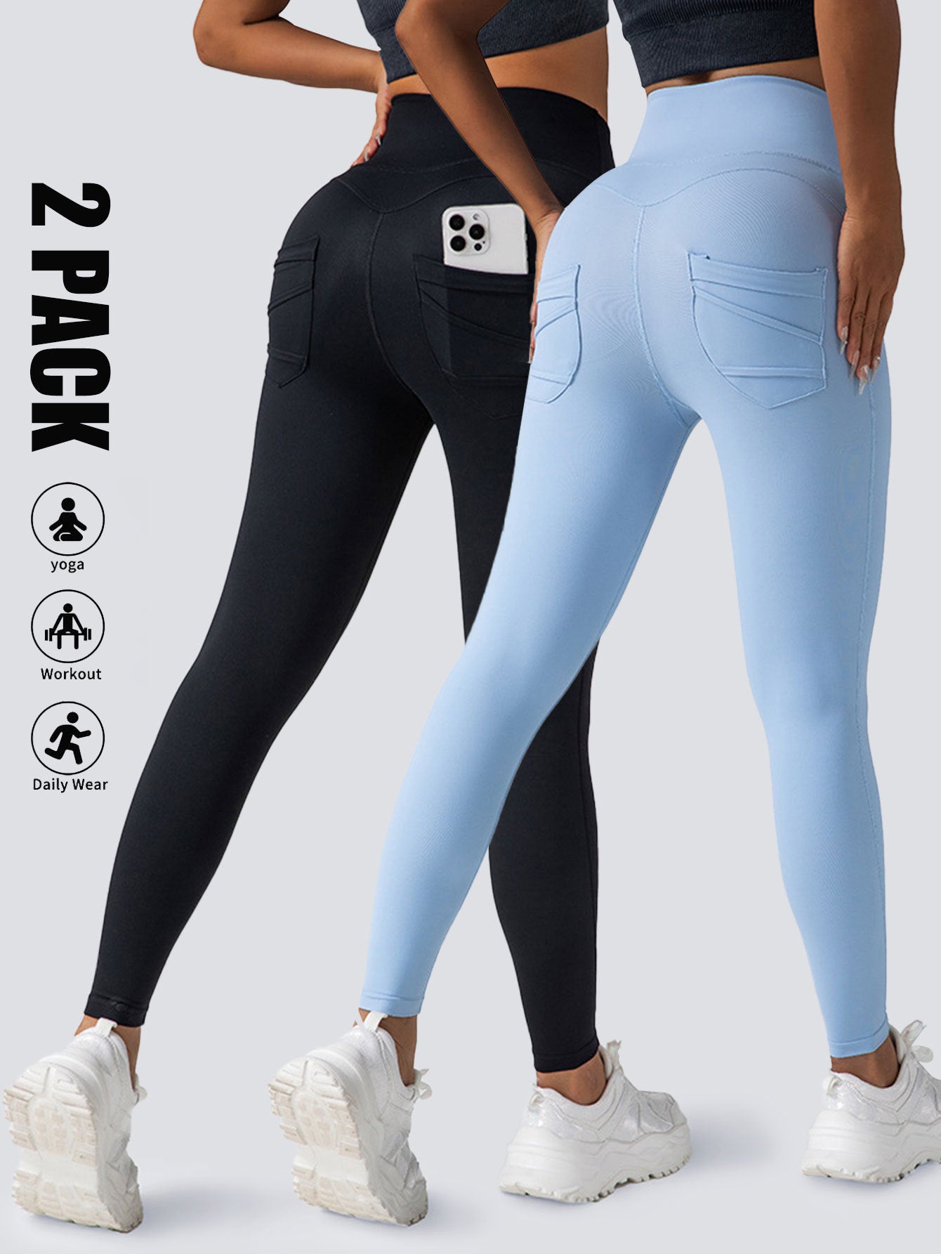 High Waist 2Pack Yoga Leggings With Pocket