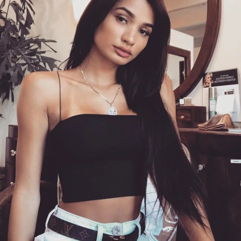 Women Spaghetti Strap Crop Top