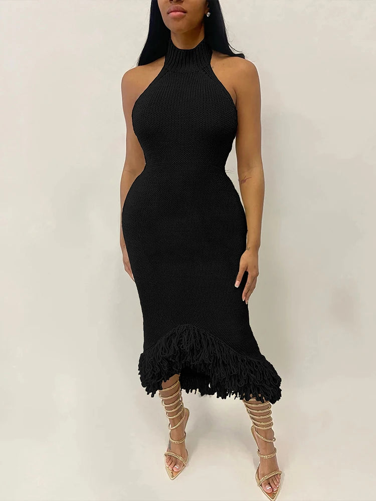 Puss Knit Backless Dress