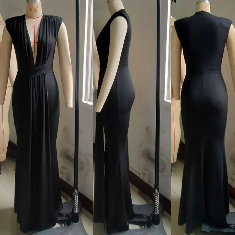 Elegant Ruched Bodycon Maxi Dresses for Women