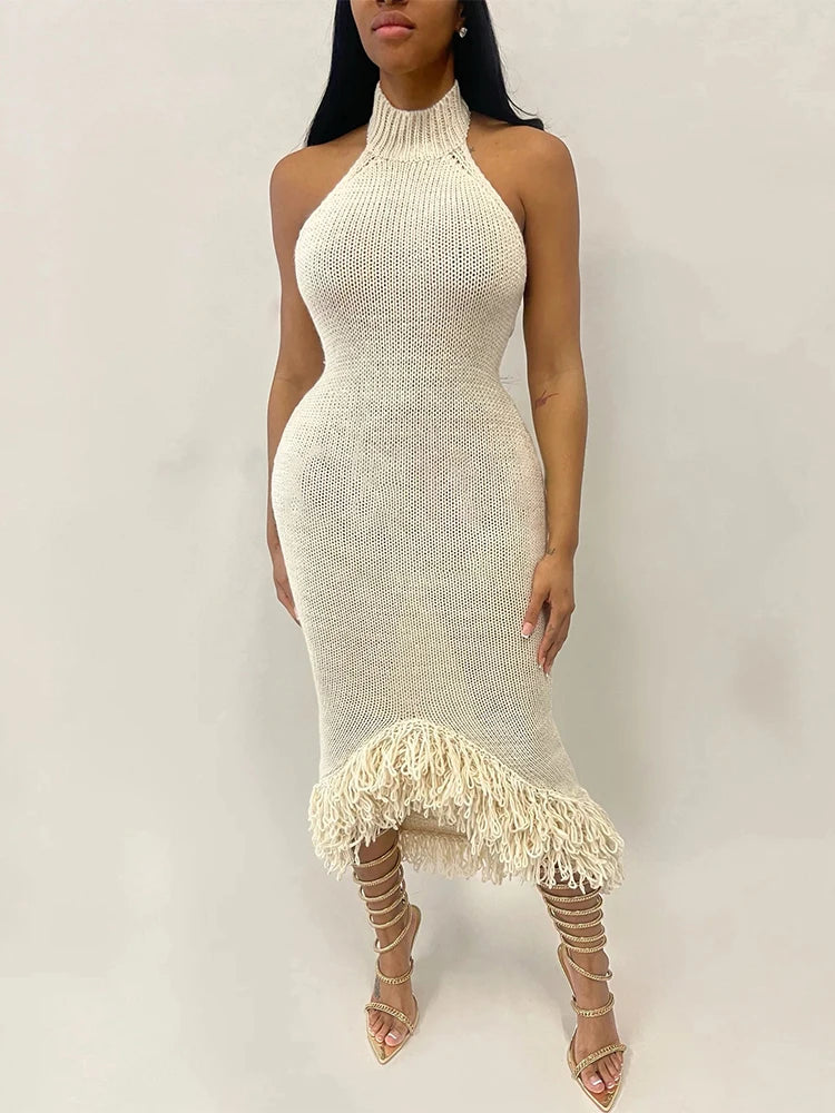 Puss Knit Backless Dress