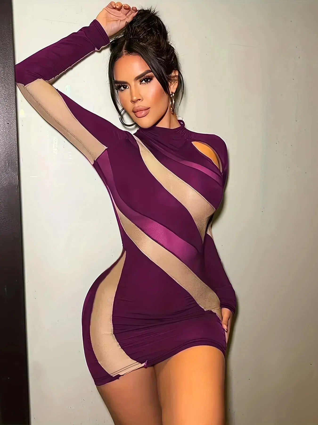 Dulzura Women Bodycon Long Sleeve Mini Dress