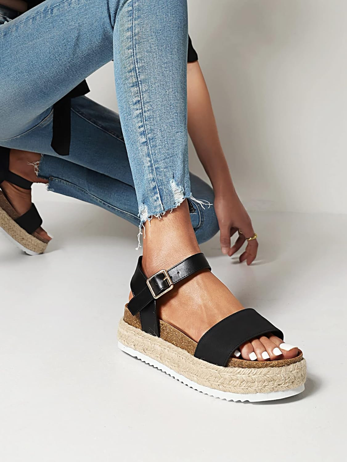 Womens Platform Sandals Strappy Wedge Sandals Comfortable Espadrilles Shoes